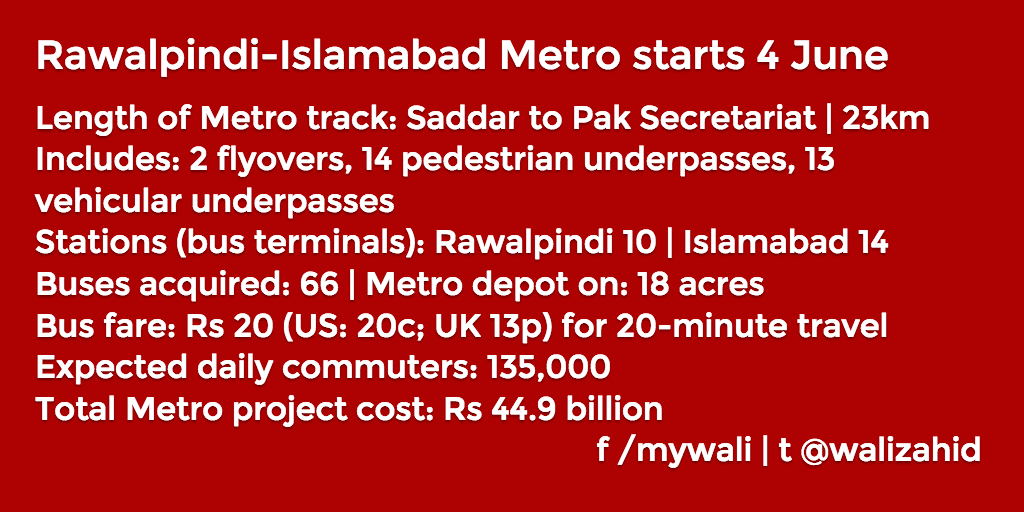 walizahid's tweet photo. The wait over! Rawalpindi-Islamabad #Metro bus service starts tom #PindiMetro @MohsinHijazee
http://t.co/JUP3zkIoqM http://t.co/zhtBrNACZy