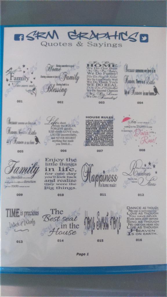 SRM_Graphics's tweet photo. Family and home quotes catalogue http://t.co/V1dj5p2jz9