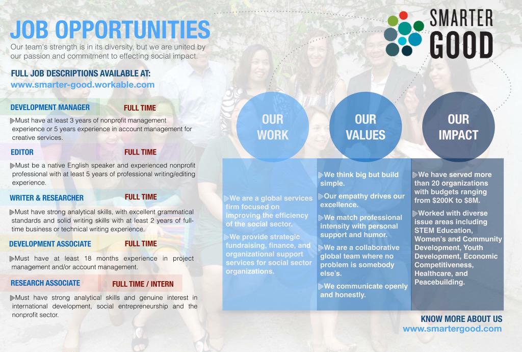 SmarterGoodInc's tweet photo. We're looking for individuals who have the skills and drive to join our team. Apply now at http://t.co/k8jMhJ4mf7 http://t.co/ABQSI81TvS