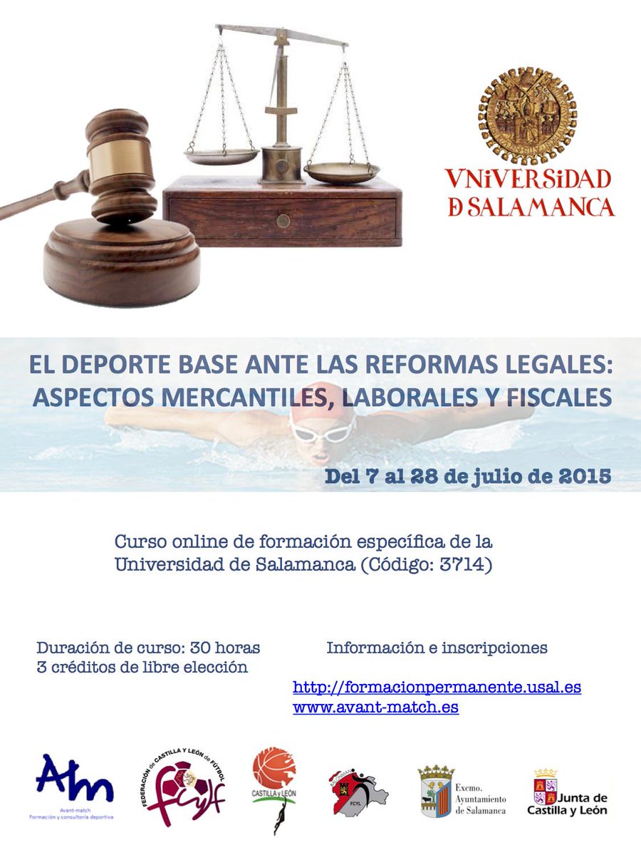 _avantmatch_'s tweet photo. El deporte base ante las reformas legales. Aspectos mercantiles, laborales y fiscales. Ya puedes apuntarte ! @usal http://t.co/UOAoYOnVyt