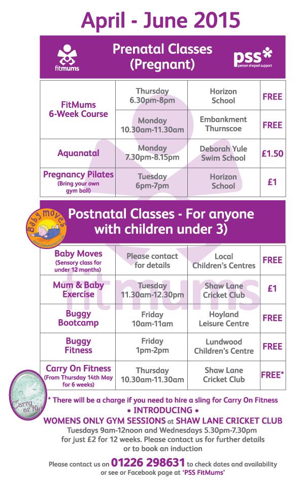 PSS_Fitmums's tweet photo. Please see our updated class time table for classes in the Barnsley area  #Barnsleyisbrill http://t.co/y8HCTdz9Gt