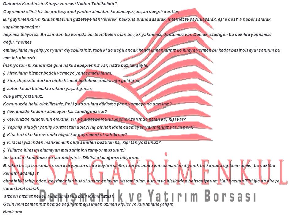 Dairenizi Kendinizin Kiraya vermesi Neden 
Sakıncalıdır?