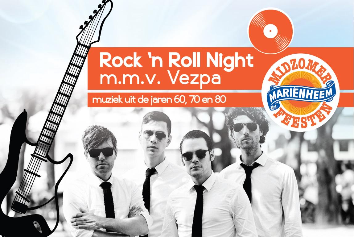 Vrijdagavond 19 juni 20:30 uur. De band @Vezpamusic tijdens Midzomerfeest! #rocknroll #classics