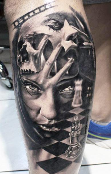 2 faces and 3 eyes neo trad tat by Triguer Tattoo in Costa Rica  rtattoo