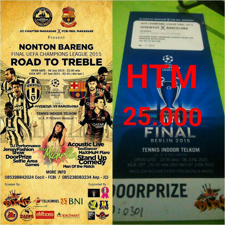 Nonton akbar liga champions Juventus vs Barcelona, diselenggarakan <a href="/JCI_Makassar/">JCI Chapter Makassar</a>  n <a href="/FCBI_Makassar/">FCBI Reg. Makassar</a> , cc : <a href="/anak_unhas/">ANAK_UNHAS</a>