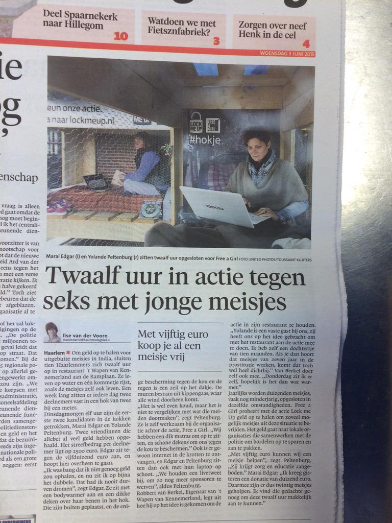 wapenvk's tweet photo. Mooi artikel vandaag in @HaarlemDagblad @freeagirl #hokje Morgen zit ik zelf 12 uur opgesloten http://t.co/O6L6CYJDe1 http://t.co/tq1uCGffFp