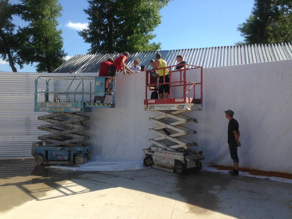 Day 4 in Russia : tank is finally built 69ft/10ft . The sides of the tank nearly fleeced .