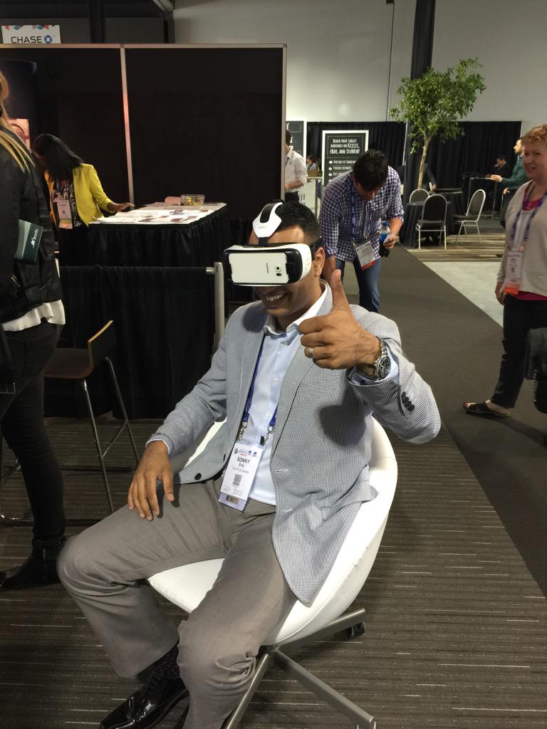 Andrew_Tourism's tweet photo. Virtual reality at #STORE2015 @toysruscanada 's Sonny shows us how it's done ;) http://t.co/O3BOBr8rph