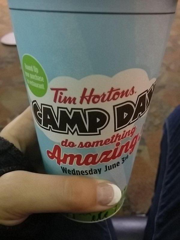 Today is Camp Day! Go buy a Tim Hortons coffee and all the proceeds will help send kids to camp. #nassm2015