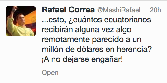 PalacioEmilio's tweet photo. Según Correa, si se violan los derechos de una minoría no importa. Los judíos eran minoría en Alemania. http://t.co/Zxa2VV4m5e