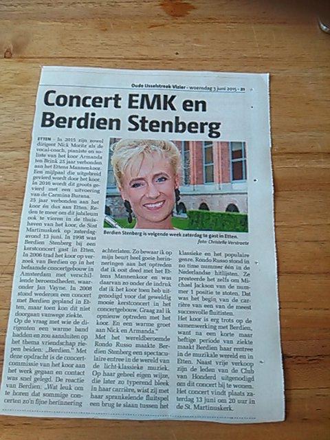 Mooi stuk in @oijvizier  over ons concert volgende week met <a href="/BerdienStenberg/">Berdien Stenberg</a> . #zinin #erzijnnogkaarten #mannenkoor
