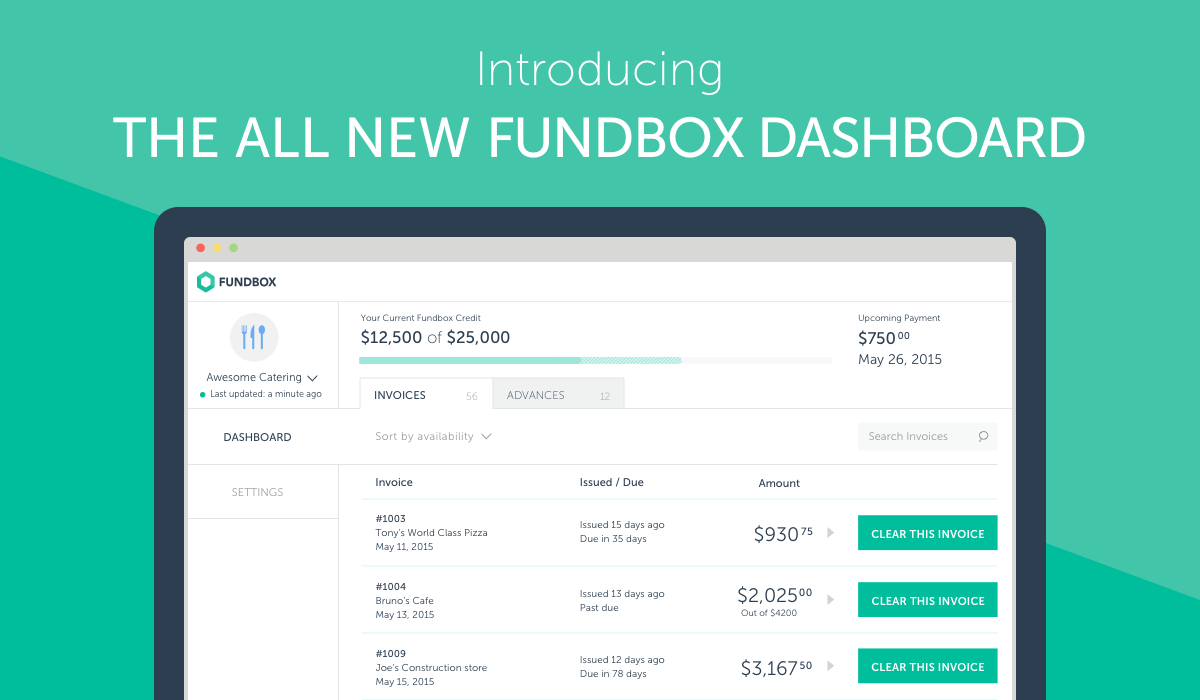 fundbox's tweet image. Can’t wait for you all to see the new Fundbox dashboard. It’s live now! Go check it out: fbx.bz/1IgQS2c