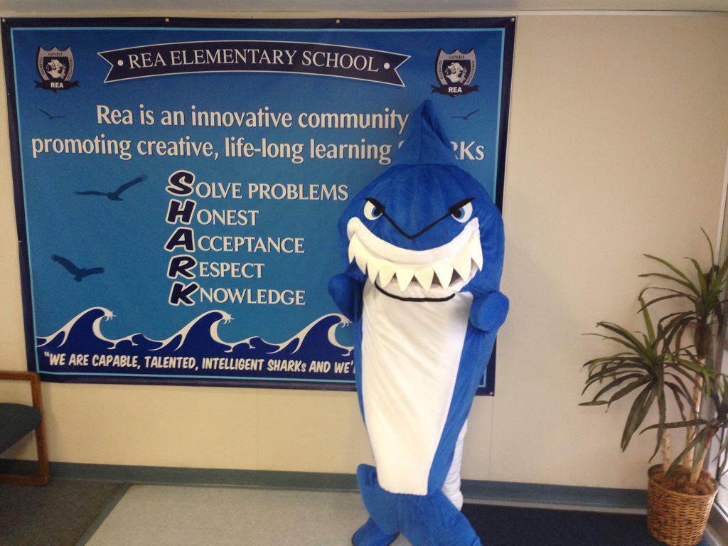 rea_sharks's tweet photo. Our new SHARK mascot is ready to roll! #SharkOn #ReaPride @KalimRayburn @1authenticdru @ocbookchick @JessicaDeLloyd http://t.co/M1AXGwKcNK