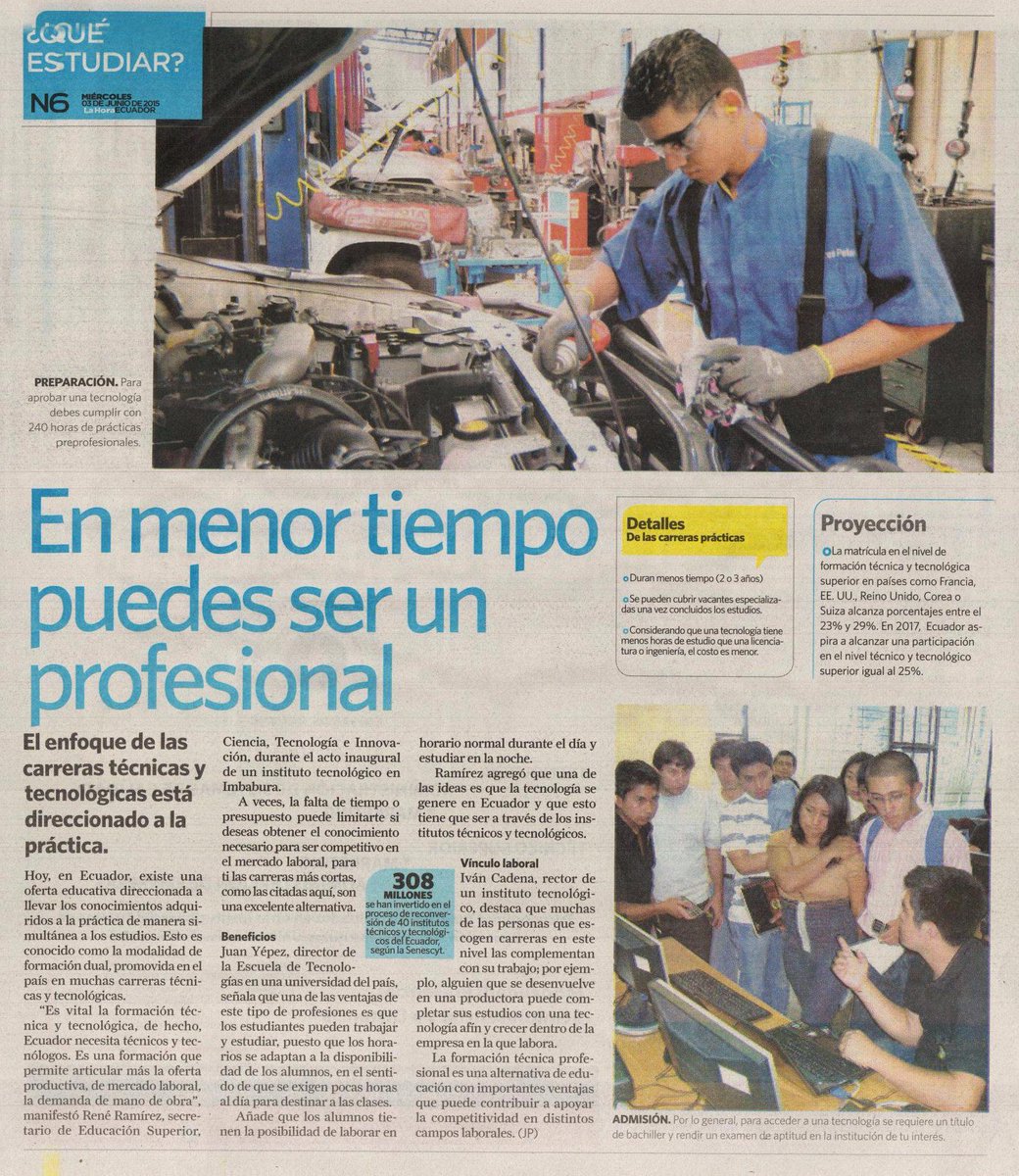 SiembraEP's tweet photo. [NOTICIA]
En menor tiempo puedes ser un profesional #FormaciónDual #ISTTI
Vía: @lahoraecuador
#EcuadorYaCambió http://t.co/d0Jk7Q9TRx