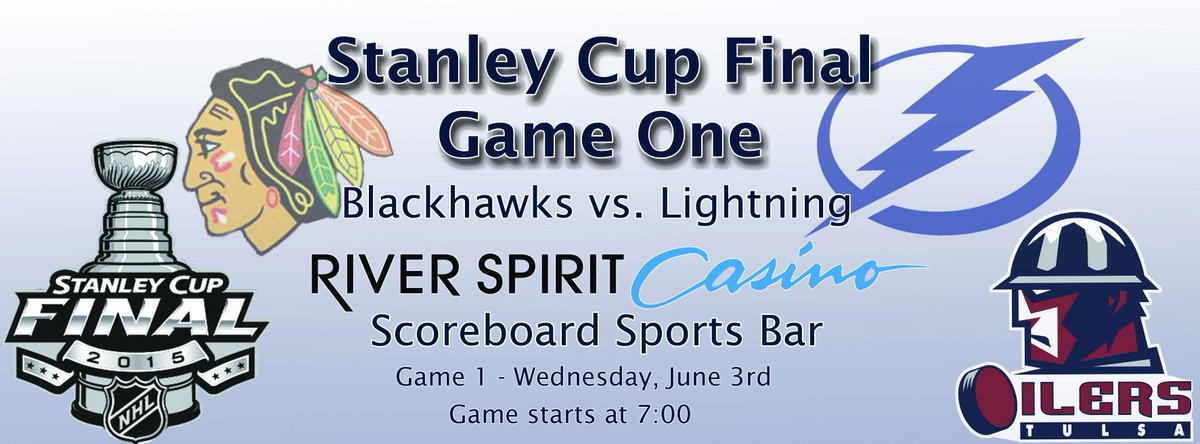 tulsa_oilers's tweet photo. Who ya got? @NHLBlackhawks or @NHLTampaBay? Find out tonight at @TulsasCasino at 7pm for Game 1 #BecauseItsTheCup http://t.co/ux08xX9Qw1