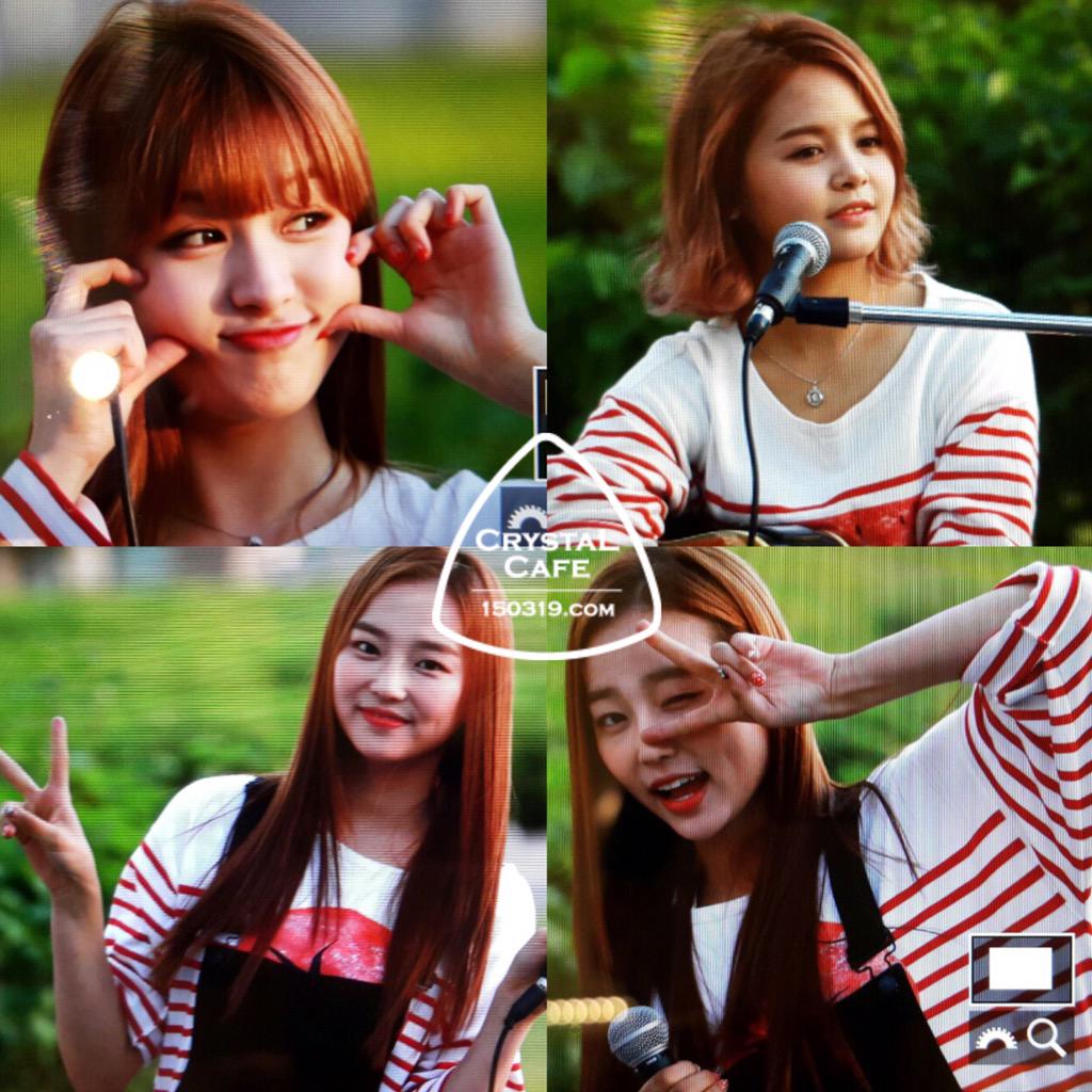 CLCSTORY's tweet photo. [PICTURE] Fan taken pictures of CLC at their busking event yesterday. #CrystalClearQuestion (Cr. Crystal Cafe) http://t.co/bH3qXNH9Ho