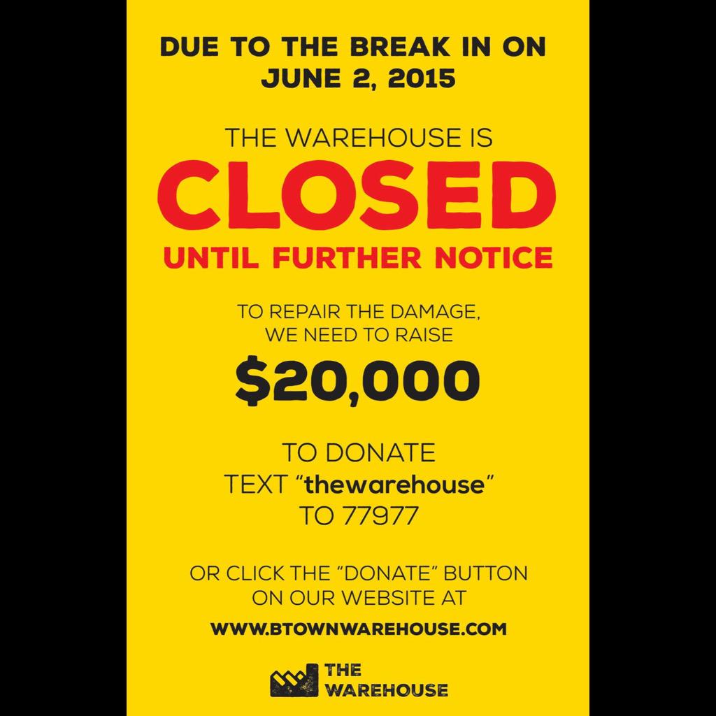 1525Warehouse's tweet photo. Sad day. http://t.co/7HIrM5fQcR