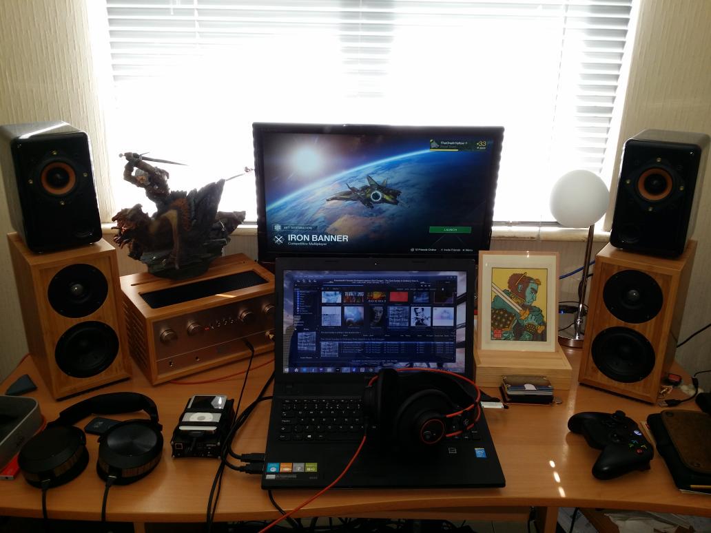 theoneinyellow's tweet photo. @robdougan
Playing via @ifi_audio #Stereo50, @SubPac #S2, &amp; both @AKGaudio #K712 + @Audeze #EL8 CB #headphones! d^_^b http://t.co/EC1uQ8vlWo