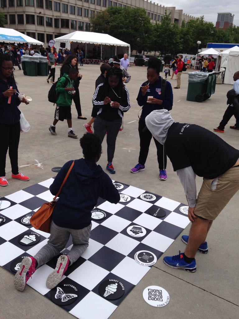 CHARITYBYDESIGN's tweet photo. We've arrived at the #ScooperBowl! Stop by our tent for some life sized Jenga and checkers! http://t.co/Kpge2mTl4v