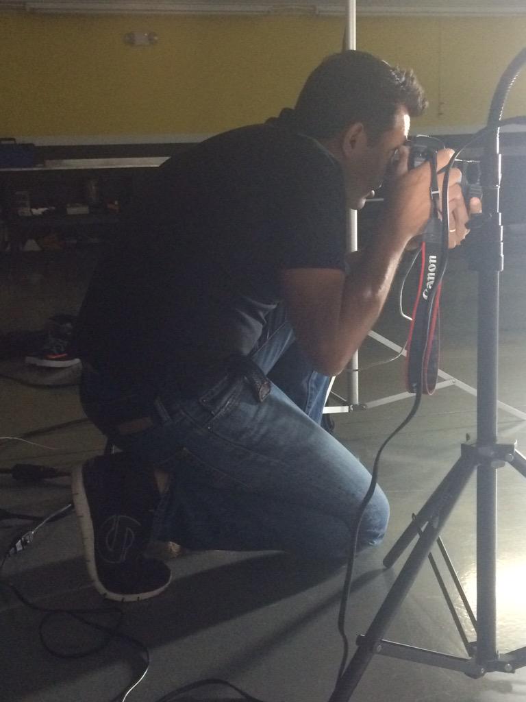 proracinggroup's tweet photo. @jpmanterola getting his camera on for another driver photoshoot. Trusting his @SparcoOfficial shoes on this floor! http://t.co/PEuPrFoGfX