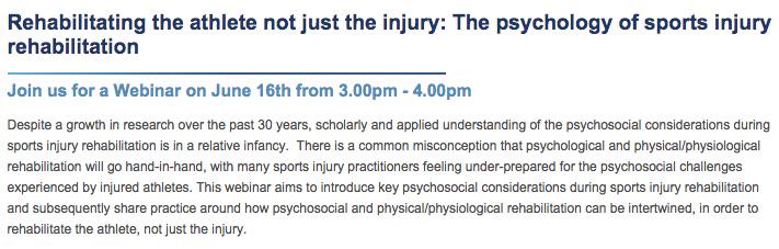 JBSportPsy's tweet photo. Injuries don't just hurt physically but mentally as well. Looking forward to learning even more about this area! http://t.co/GO4iEbjTHG