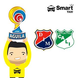 Inicia la Final de la <a href="/LigaAguila/">Liga Águila</a> con <a href="/AsoDeporCali/">Deportivo Cali</a> vs <a href="/DIM_Oficial/">DIM</a>. Llega a ver el PARTIDO en un <a href="/SmartTaxiCol/">Go Smart</a>