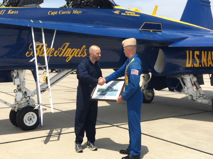 Jay Sandine, #rpdfun Deputy Director Operations, visits with the U.S. Navy Blue Angels today at #AirFest15.