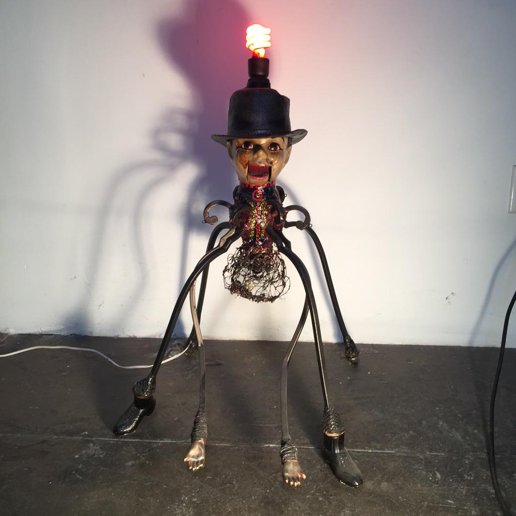 StuNeedman's tweet photo. Meet "Spider Light", a dude who casts an eerie shadow. Came to me in a nightmare. http://t.co/VqaYyhWb2D