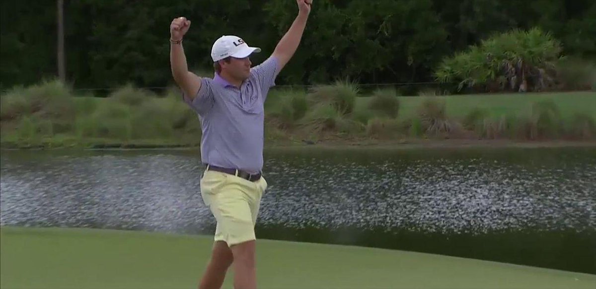 GolfChannel's tweet photo. Walk-Off Winner: Taylor clinches the #NCAAGolf National Title for @LSUMensGolf. Watch: http://t.co/XUMyOU8xlF http://t.co/lpCU3Vvzd7