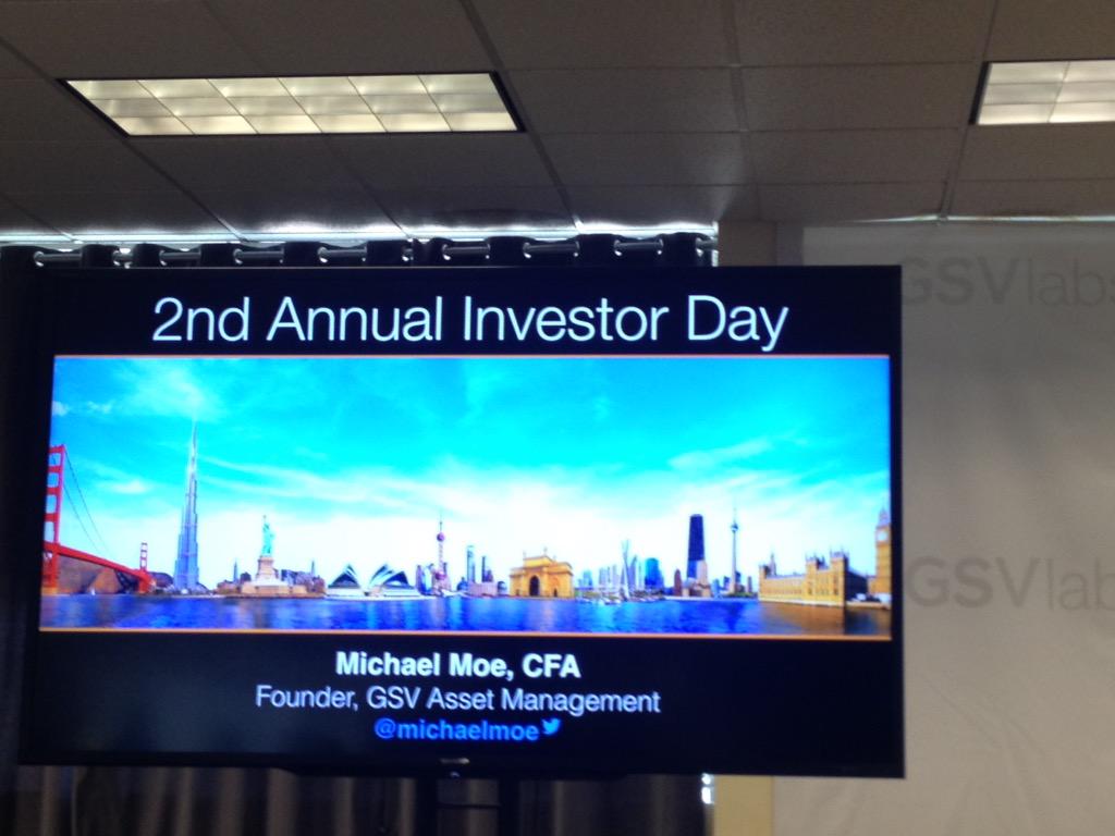 SIIAKaren's tweet photo. Am at GSV Investor Day in Redwood City.  Michael Moe about to start the program. http://t.co/Aabi7ofcMX