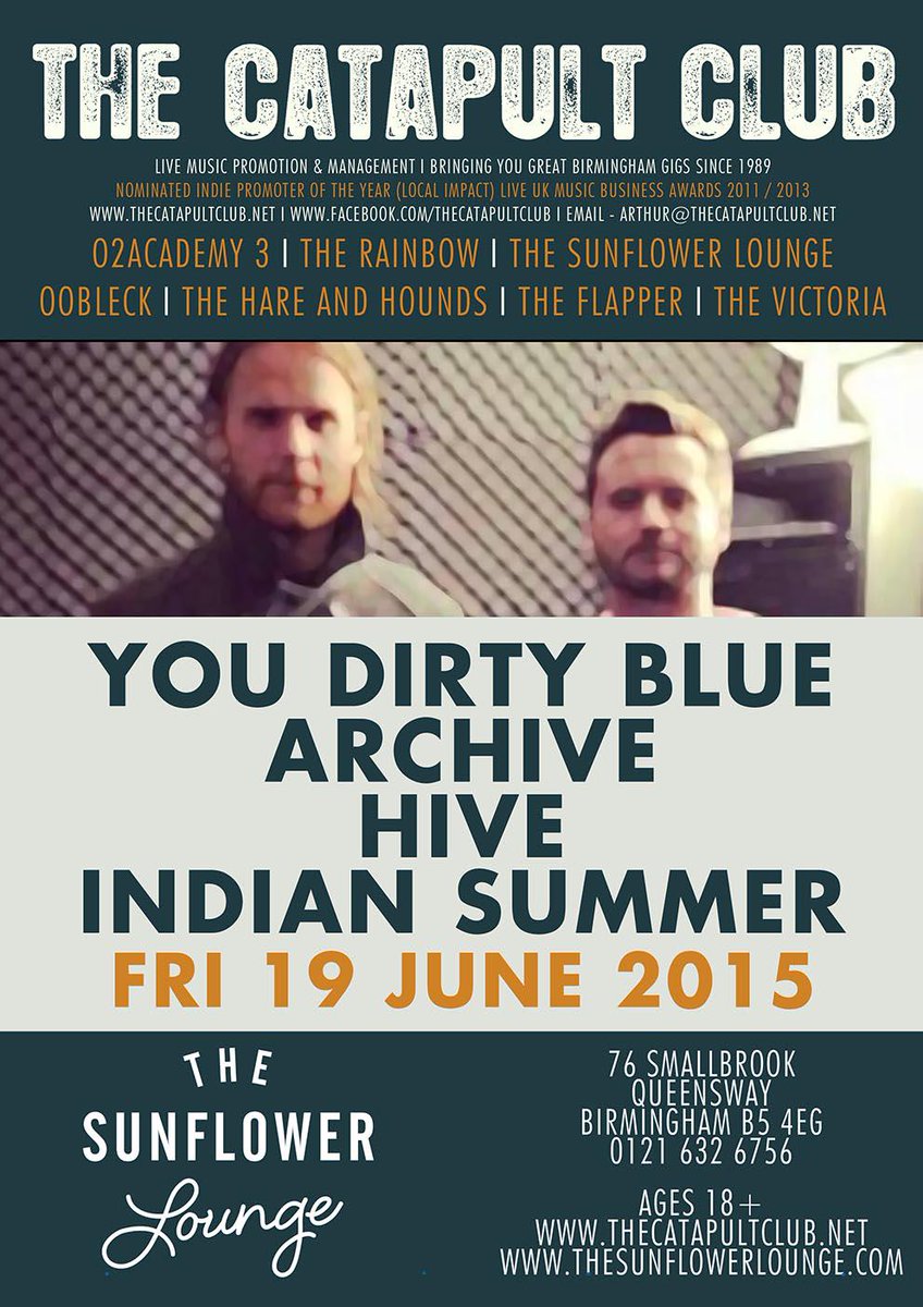 Updated poster for Fri 19 June <a href="/Sunflowerlounge/">The Sunflower Lounge</a> 
<a href="/KemlyB/">Kemly Belizaire</a> 
Archive
<a href="/AssyProf/">HIVE</a> 
<a href="/UKIndianSummer/">INDIAN SUMMER</a>