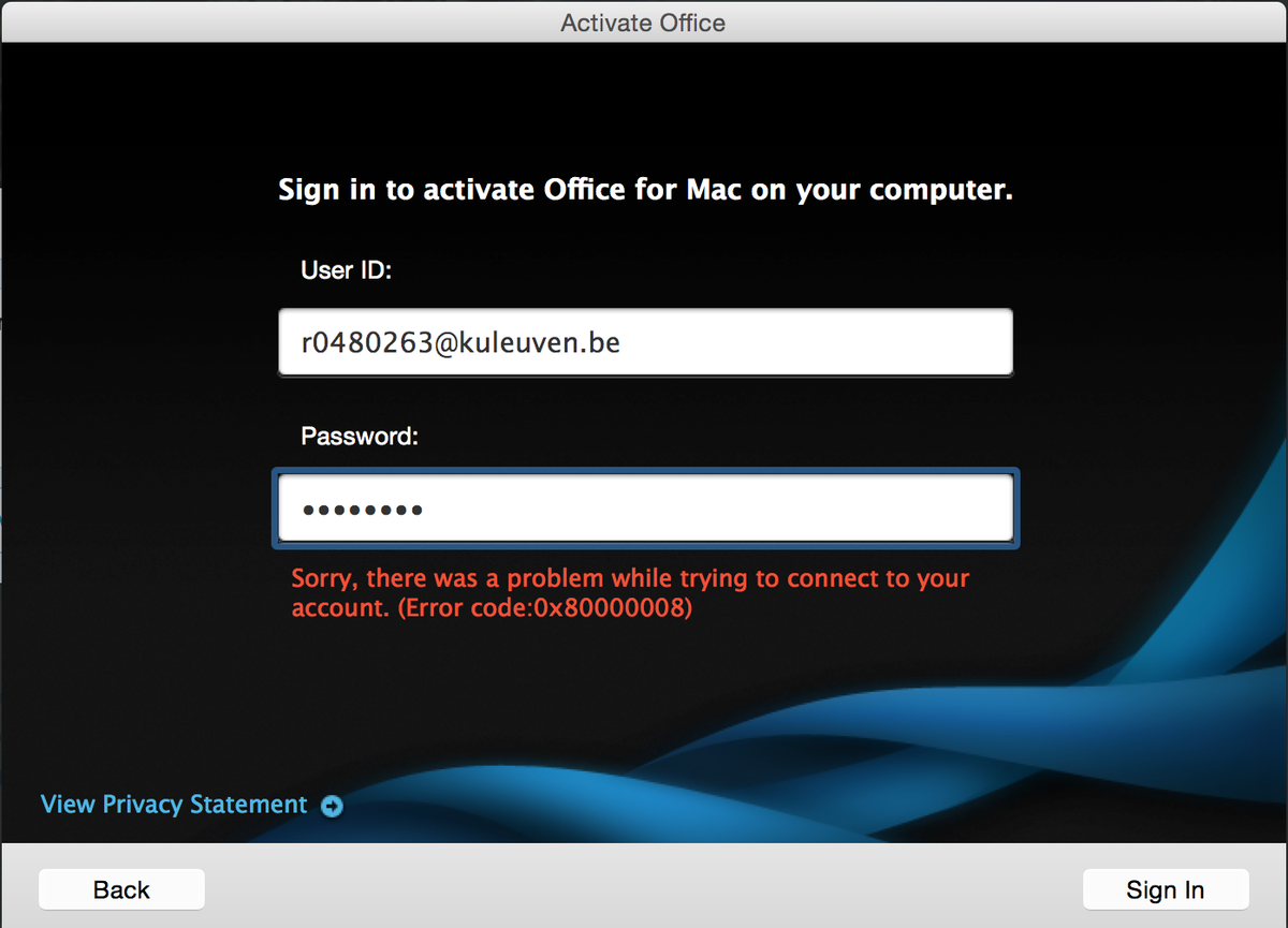 error code 0x80000008 when activating office for mac error code 0x80000008 when activating office for mac