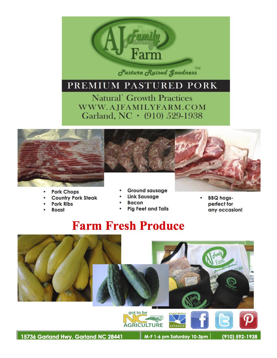 AJFamilyFarm's tweet photo. Stop by and try our delicious #pasturedpork products and local fresh produce http://t.co/YFz3olm5GS