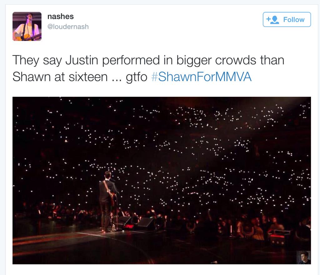 secutebelieber's tweet image. lol that's Taylor Swift's crowd not Shawn's goodbye #JustinForMMVA
