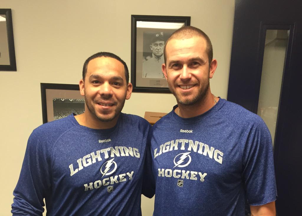 RaysBaseball's tweet image. #TeamTampaBay stretches coast to coast tonight. Wishing @TBLightning good luck back home for Game 1. #BeTheThunder http://t.co/dmDWCFVDBS