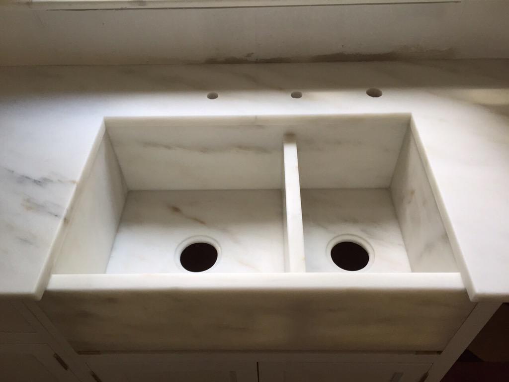pbstoneworks's tweet photo. Double stone sink made by #PBStoneWorks, Imperial Danby Honed marble. http://t.co/TFzIUUJCVt
