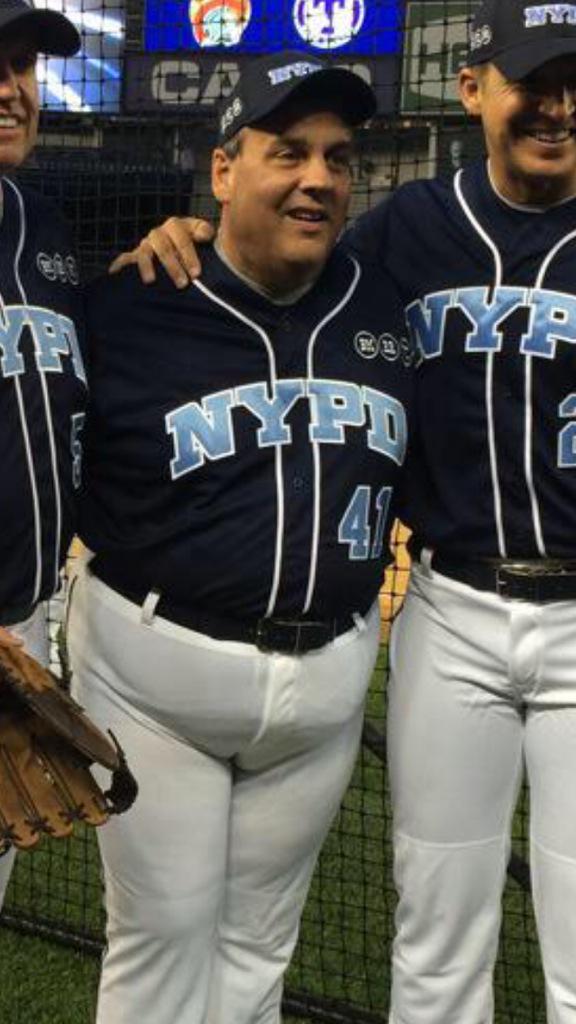 chris christie in a baseball uniform