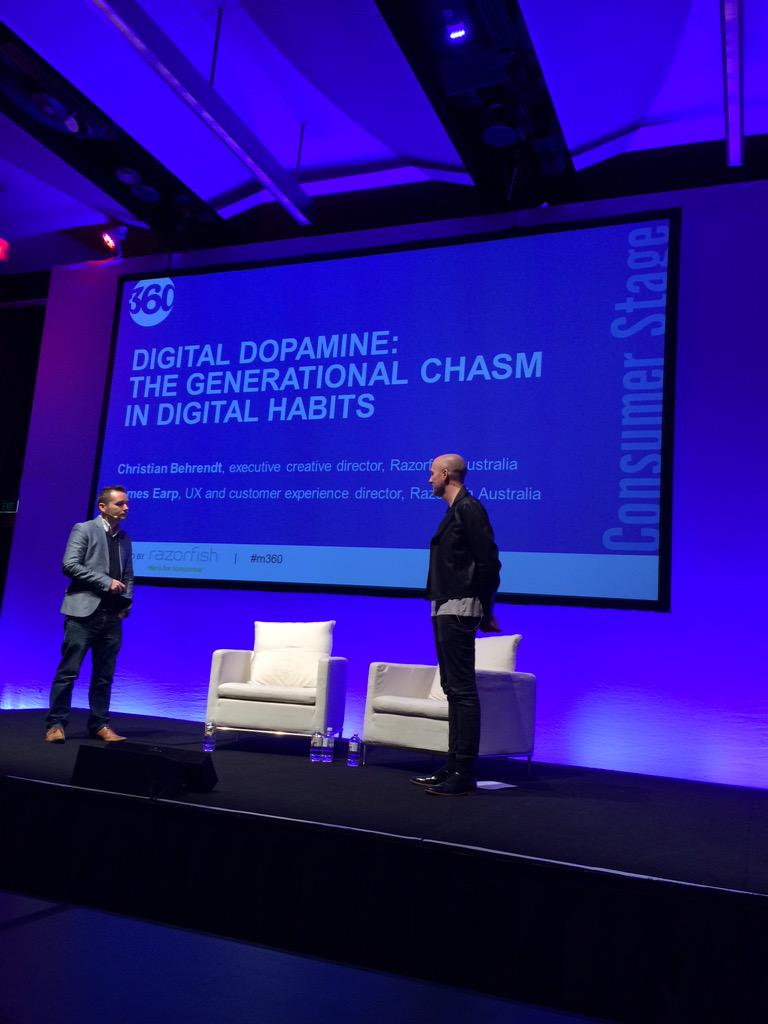 RazorfishAU's tweet photo. #digitaldopamine at Mumbrella 360 #m360 with @jamesearp @ChrisBThunder http://t.co/aCVDuEpsgN