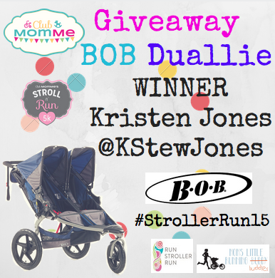 momdotmemamas's tweet photo. Congrats to @KStewJones on WINNING the @bobgear #Duallie giveaway for #StrollerRun15 with @momslrb & @RunStrollerRun http://t.co/91B6gHtd0j