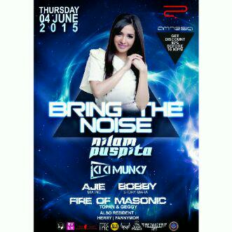 #BdgTONIGHT "BRING THE NOISE"  w/ NILAM PUSPITA at Amnesia Club.. GL use name AJIE free before 9.pm.. See you guys