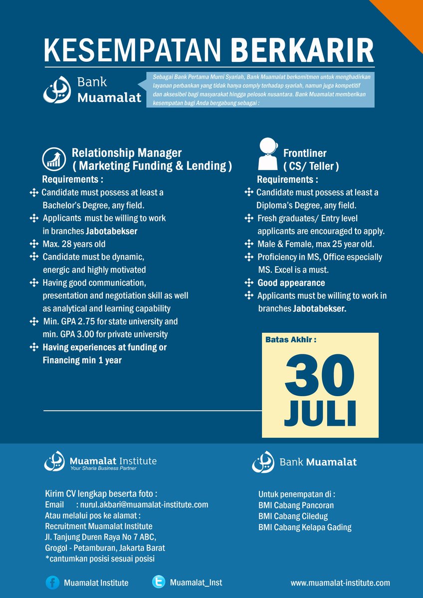 Ig Magangupdate On Twitter Yuk Gabung Dengan Bank Muamalat Sebelum 30 Juli Selengkapnya Http T Co Aastky0cri Http T Co Xdodvwfnzv Via Muamalat Inst