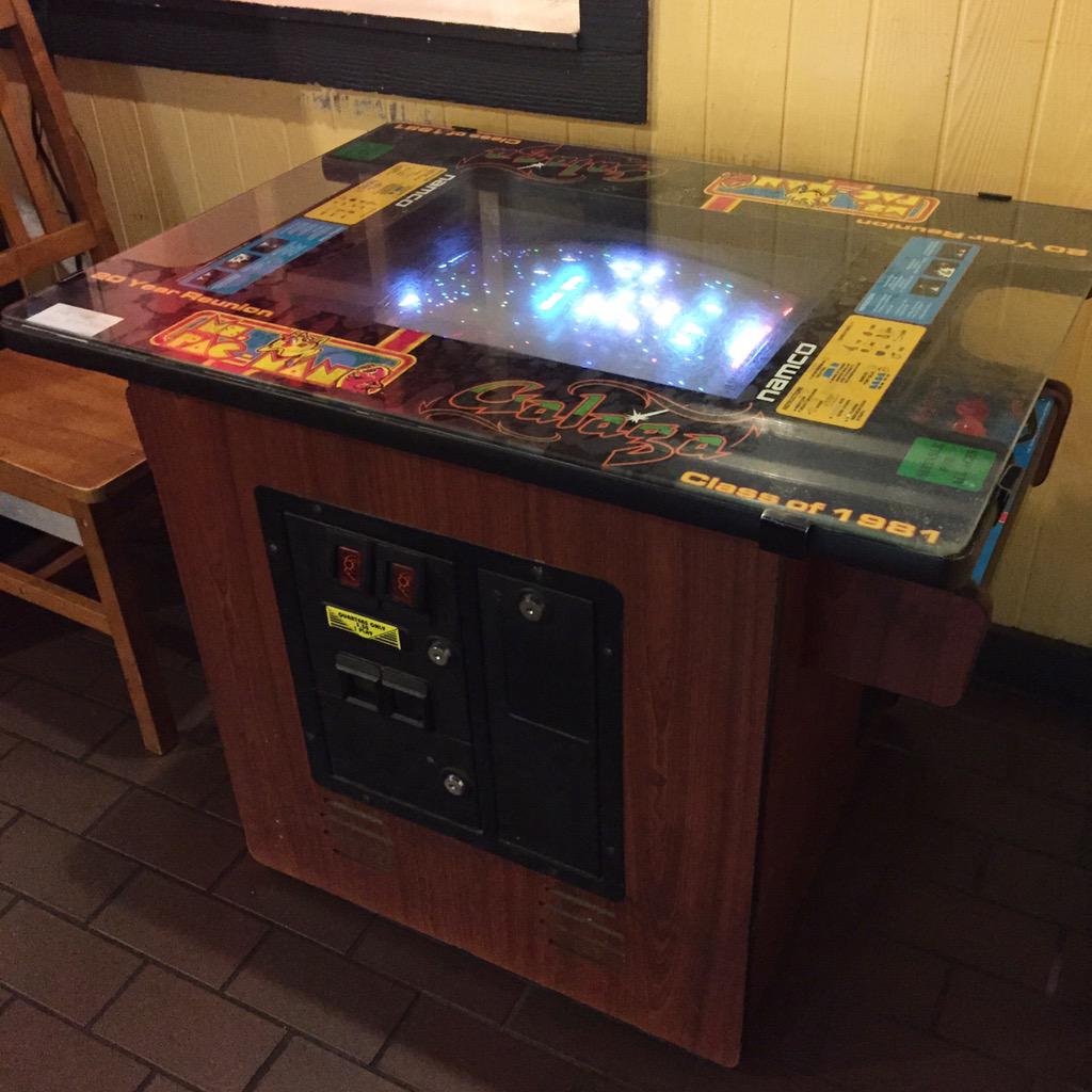 D2_Governance's tweet photo. I haven't seen one of these since the early 90's! #galaga #MsPacman #arcadetable http://t.co/i2yS7bqSLT