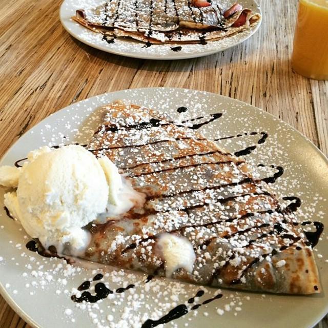 She wanted crepes, I made her crepes. #crepes #icecream with some #chocolatedrizzle @tinap… ift.tt/1Ijvx8t