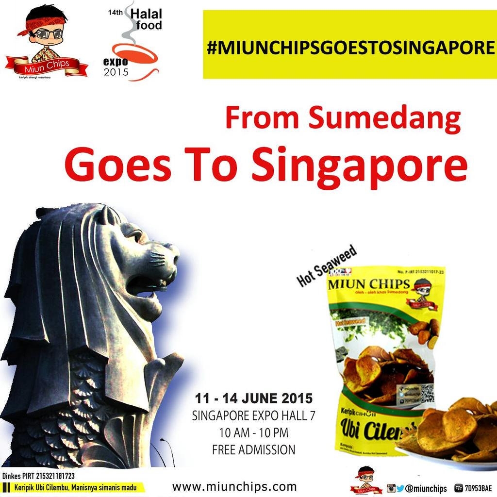 MiunChips's tweet photo. Miun Chips goes International :)
Nantikan kami di sana ya...
#Singapura #miunchips #EaaForIndonesia http://t.co/Ecatbk84Kj
