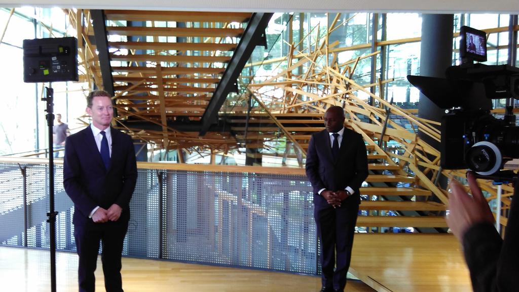 Windmills for Africa. <a href="/GregBarkerUK/">Gregory Barker</a> promotes a green energy belt from Cairo to Cape Town #sb42 <a href="/UNFCCC/">UN Climate Change</a>