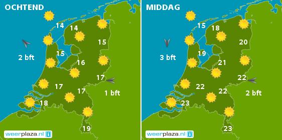 Weerplaza's tweet photo. Zonnebril mee en genieten! Geen wolkje aan de hemel, alleen #zon. 19--23gr. Morgen 28-32gr. http://t.co/nLm12EN1lR http://t.co/j1iz5Iab9b