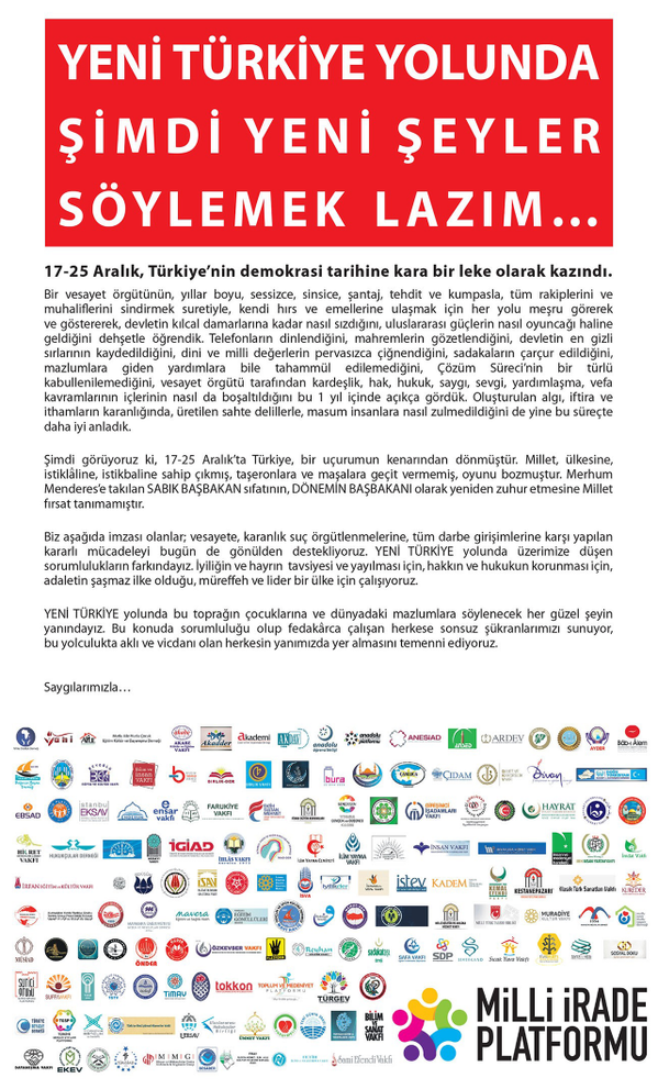 turgev's tweet photo. Milli İrade Platformu'nun bildirgesini destekliyoruz.

http://t.co/9qrv5B4jdb http://t.co/fpPDLfz45N