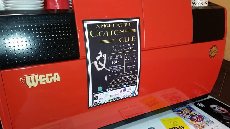 ElevationEvent1's tweet photo. #Flyer spotting in #Joondalup #Thanks #elroys #cafe for the support.  #marketing #perth #jazz #1920s #event http://t.co/rXlf9Dpihk