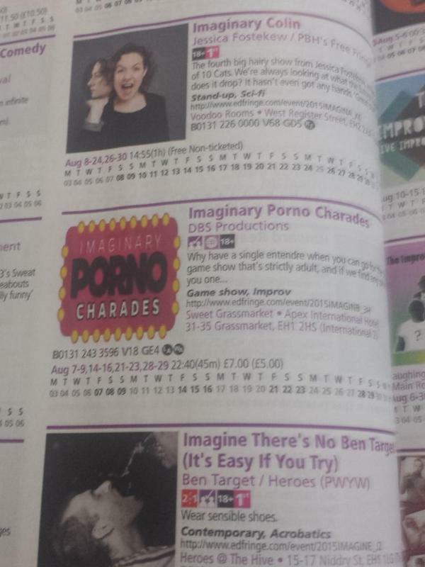 pornocharades's tweet photo. Look, we're in a book! #edfringe #imaginarypornocharades #edfringeprogramme http://t.co/PGZ0efEikG http://t.co/QaDCaMJR7r