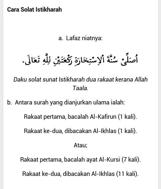 Istikharah sunat cara solat Panduan Lengkap,